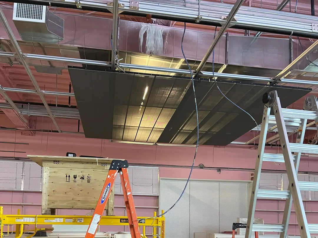 March 14: panels of the round transparent screen going up