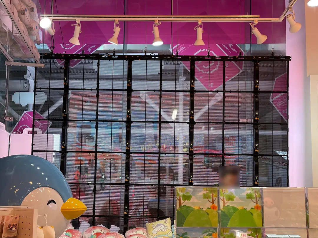 The window screen from inside the store, March 2024