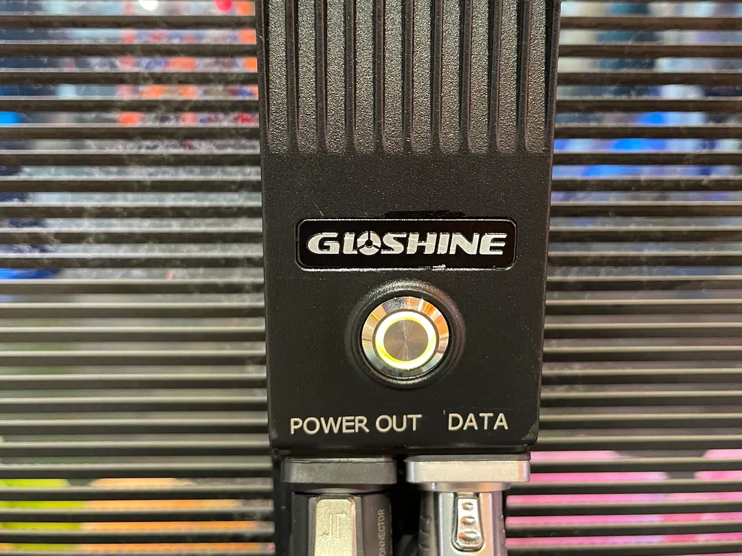 Close up: the transparent strips and a cabinet’s power and data