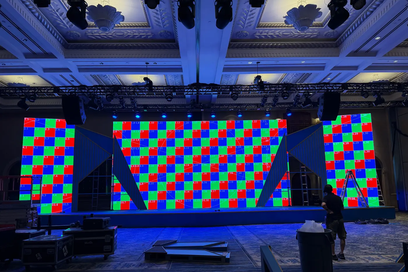 October 11: all three screens on test pattern