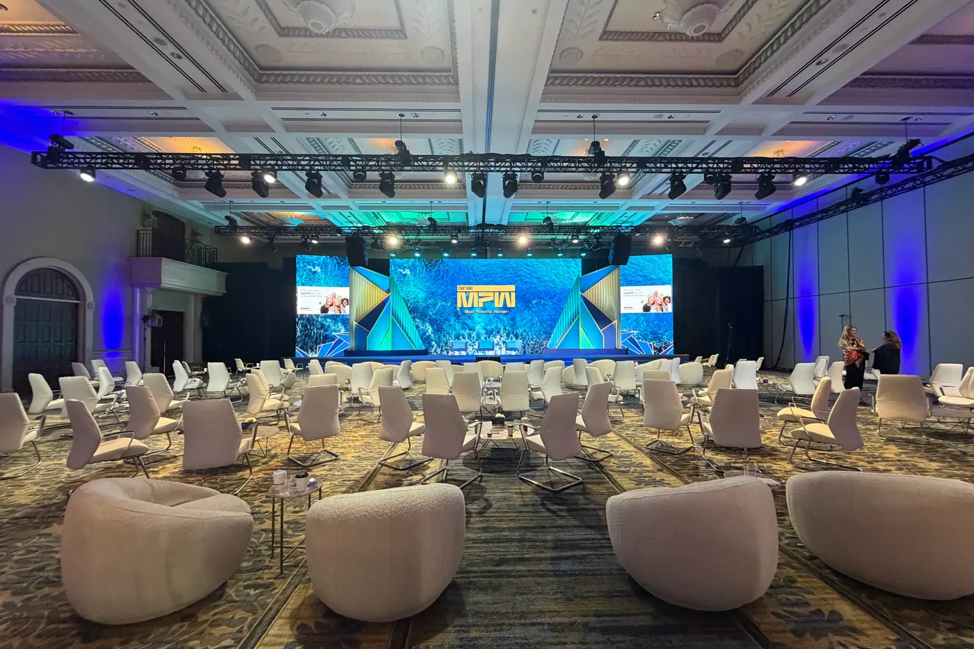 The ballroom from the back, the wall on show content