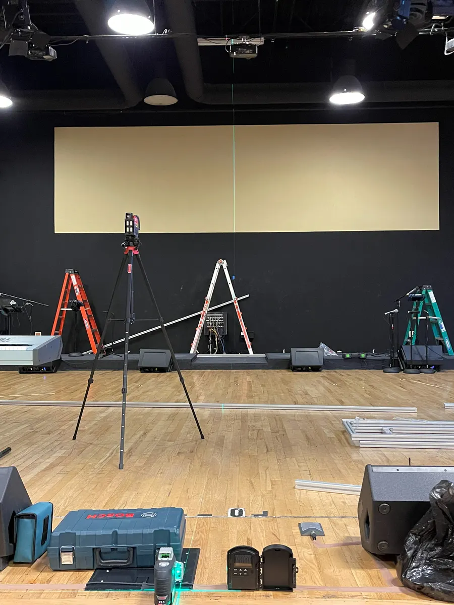 Day one: setting out the frame with a laser level