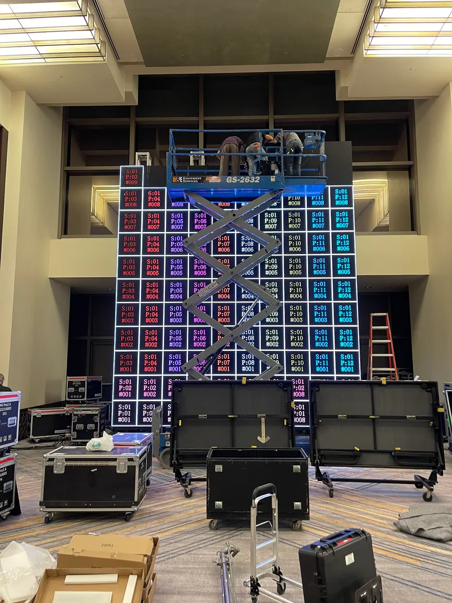 Each cabinet labeled with its port and number on the test card